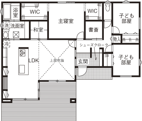 ：SUUMO　公式サイト　イシンホーム施工実例　【1500～1999万円台/間取り有】ウッドデッキに、マンガ部屋も！家族みんなが「遊べる」一年中快適な住まい